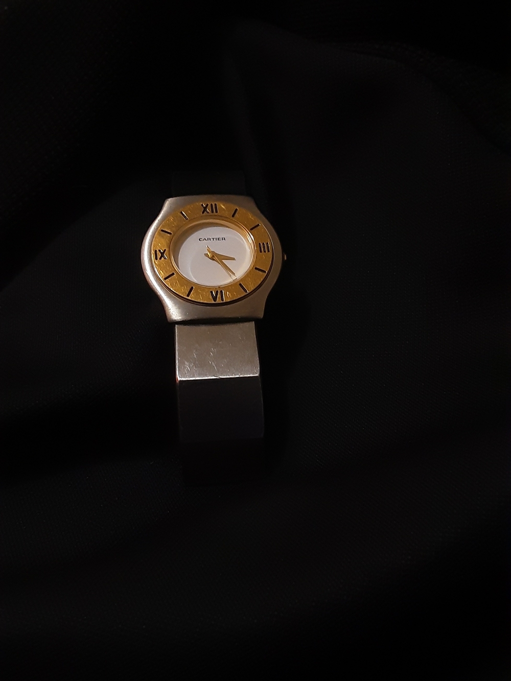 Vintage Cartier Two-Tone Silver and Gold Dial Slim Bracelet Watch - Picture 7 of 11
